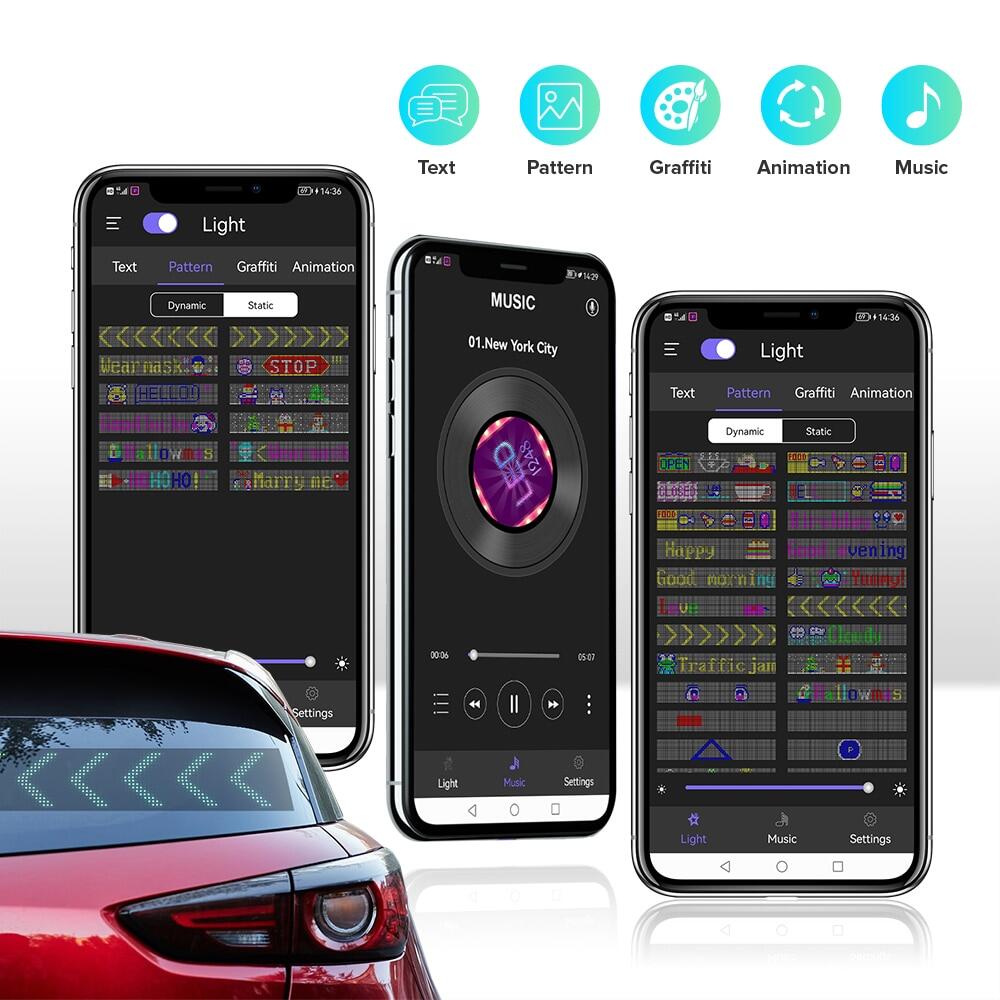 LED Matrix Pixel Panel Bluetooth APP USB 5V Flexible Addressable RGB Pattern Graffiti Scrolling Text Animation Display Car Shop