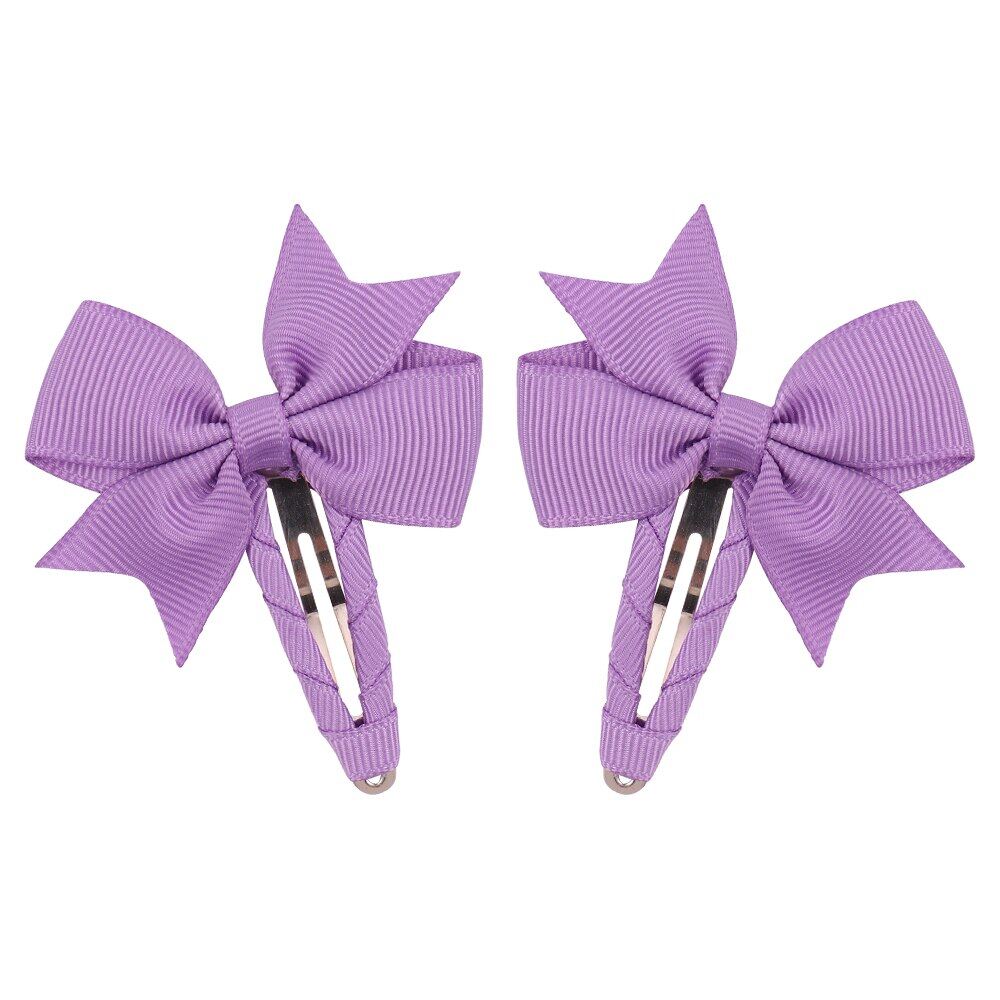 2Pcs/Lot Solid Color Bows Hair Clip For Kids Girls Ribbon Bowknot BB Clip Cute Baby Barrettes Hairpins Headwear Hair Accessories