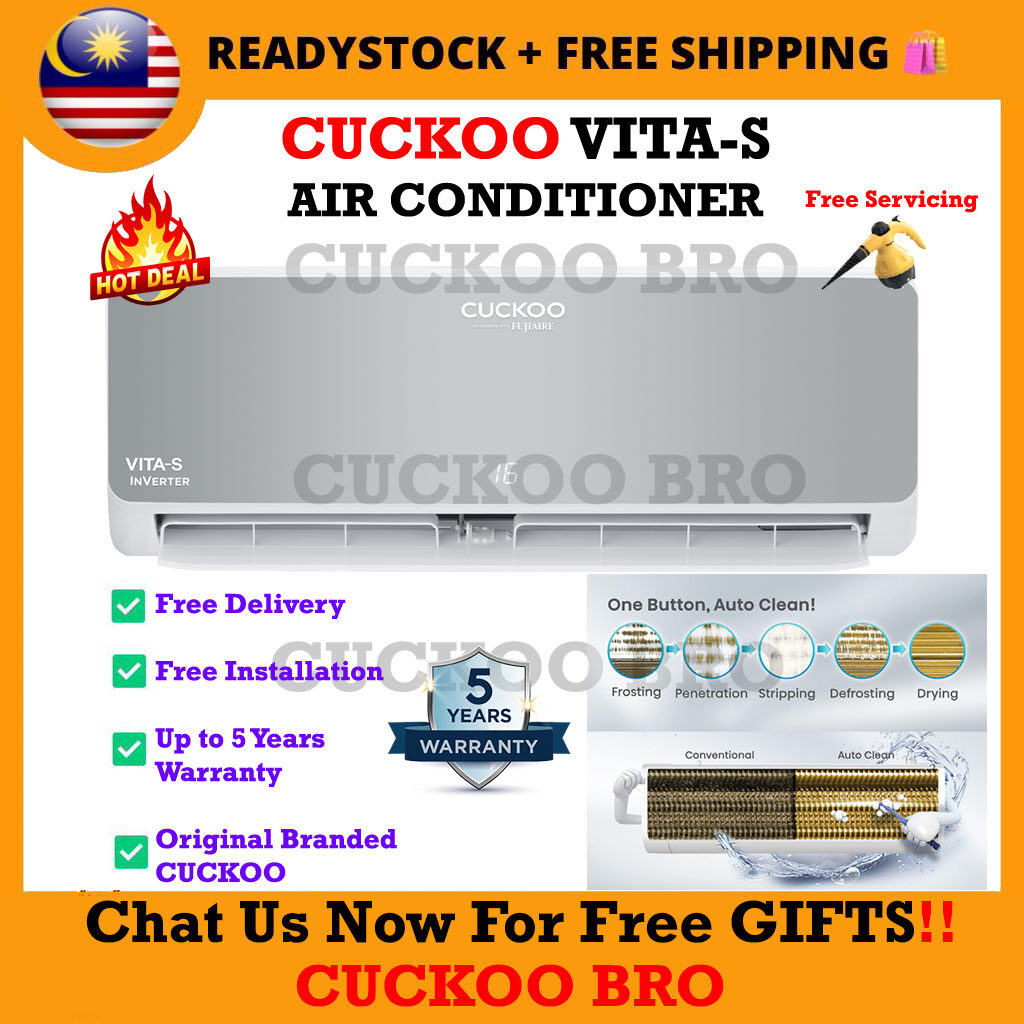 ORIGINAL CUCKOO VitaS Inverter Air Conditioner Aircond 1hp 1.5hp Free
