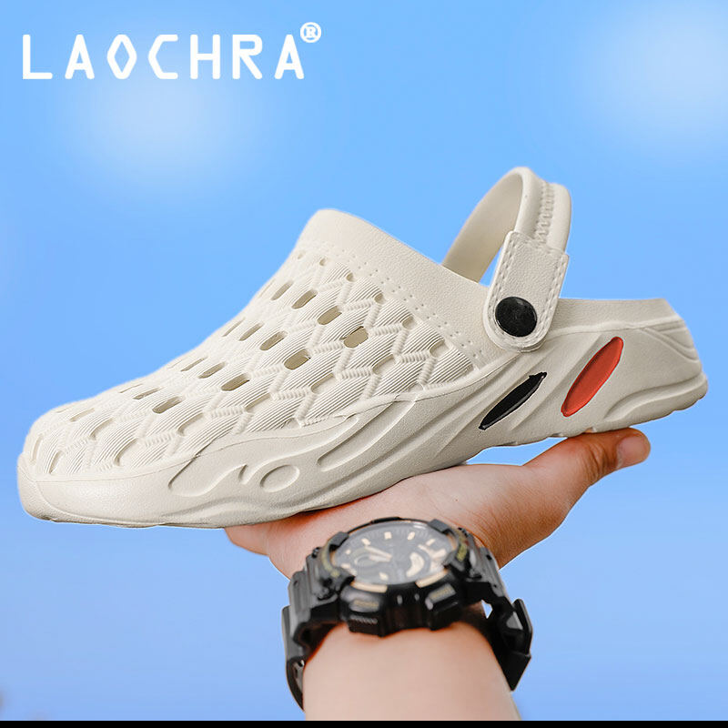 LAOCHRA Summer Sandals Men Jelly Shoes Breathable Light Hollow Casual Outdoor Water Shoes Non Slip Beach Slippers Big Size