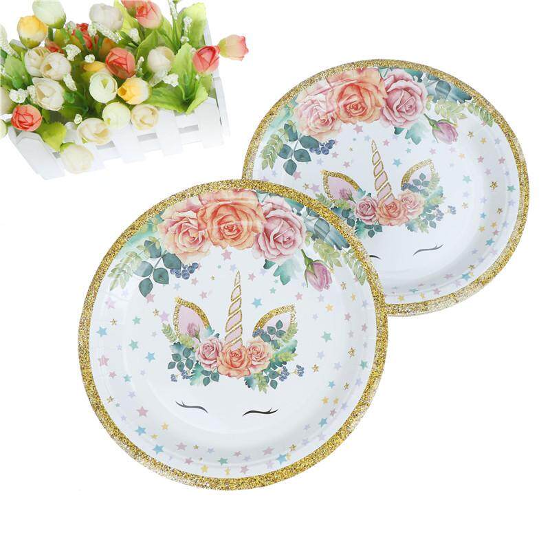 10pcs Unicorn Paper Plates/Cups Baby Shower Kids Birthday Unicorn Party