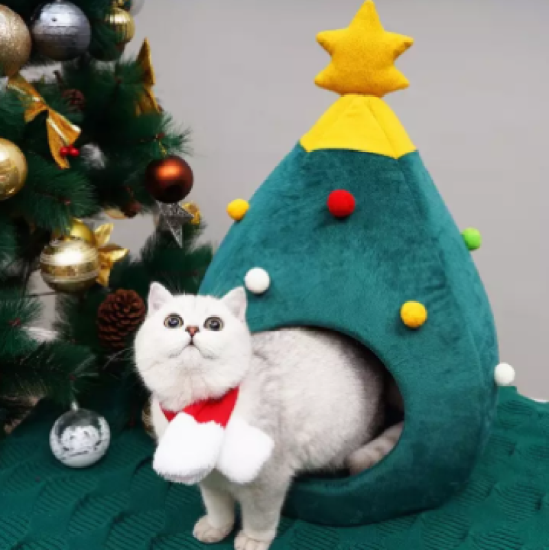 Giáng Sinh Cây Chó Mèo Giường Mùa Đông Ấm Áp Pet Nest Cat Nhà Dog Pet Cung Cấp Pet Pet Giường Mèo Litter Cũi Giáng Sinh Quà Tặng Trang Chủ