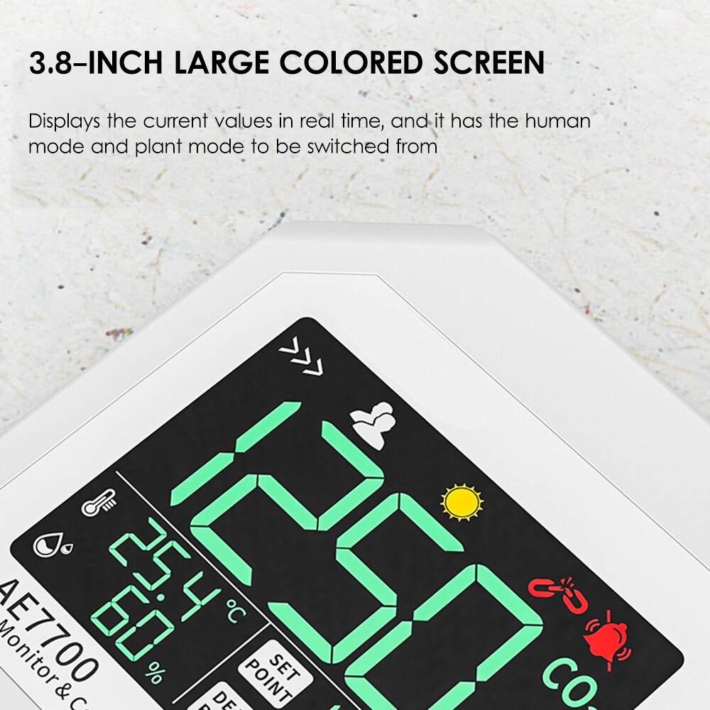KKmoon CO2 Monitor & Controller CO2 Concentration Tester Controller 0~9999ppm Measuring Range with Human & Plant Mode High Sensitive Wall-mounted Carbon Dioxide Air Quality Monitor Detection Controller Relay for Cultivation Breeding Greenhouse