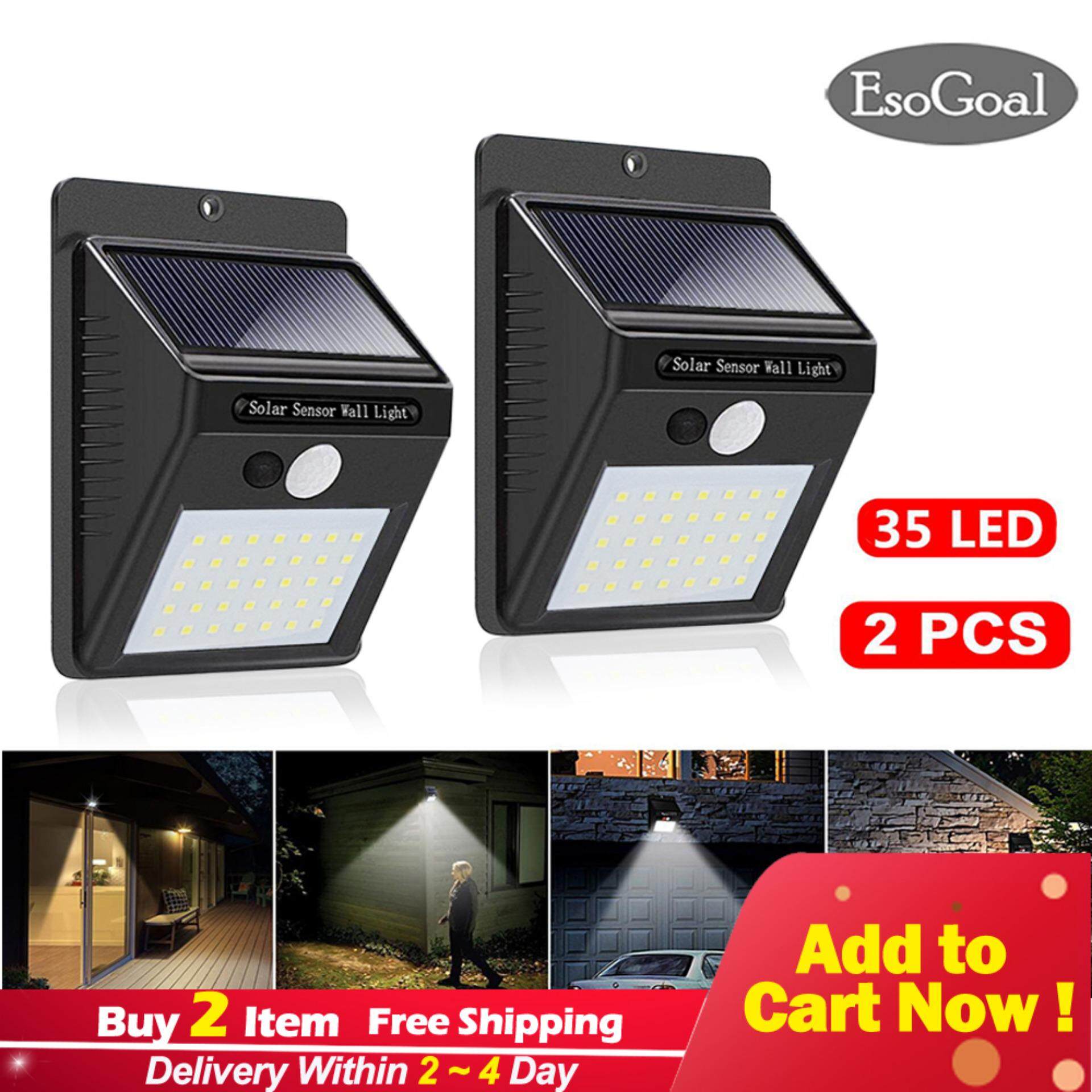 Esogoal 35 Led Solar Lights Outdoor Lighting Waterproof Powered Motion Sensor Light Wireless Security Outside Wall Lamp For Driveway
