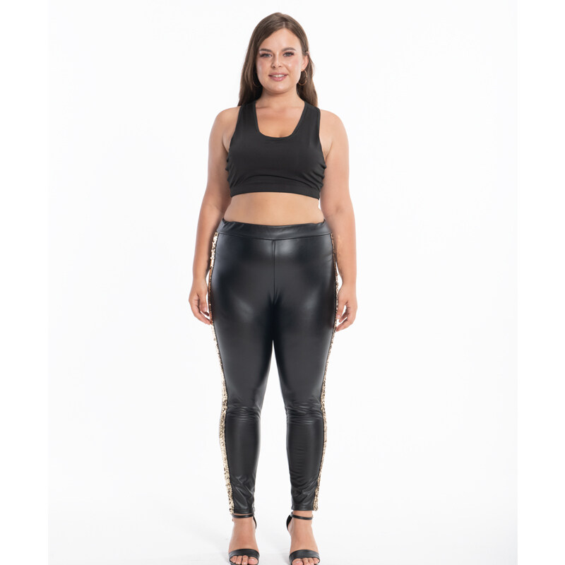 Quần Legging Nữ Quần Jegging Co Giãn Cạp Cao Cỡ Lớn Da PU Vinyl Đính Kim Sa Lấp Lánh Bên Hông Lông Cừu Mỏng 8XL 7XL S Màu Vàng Bạc