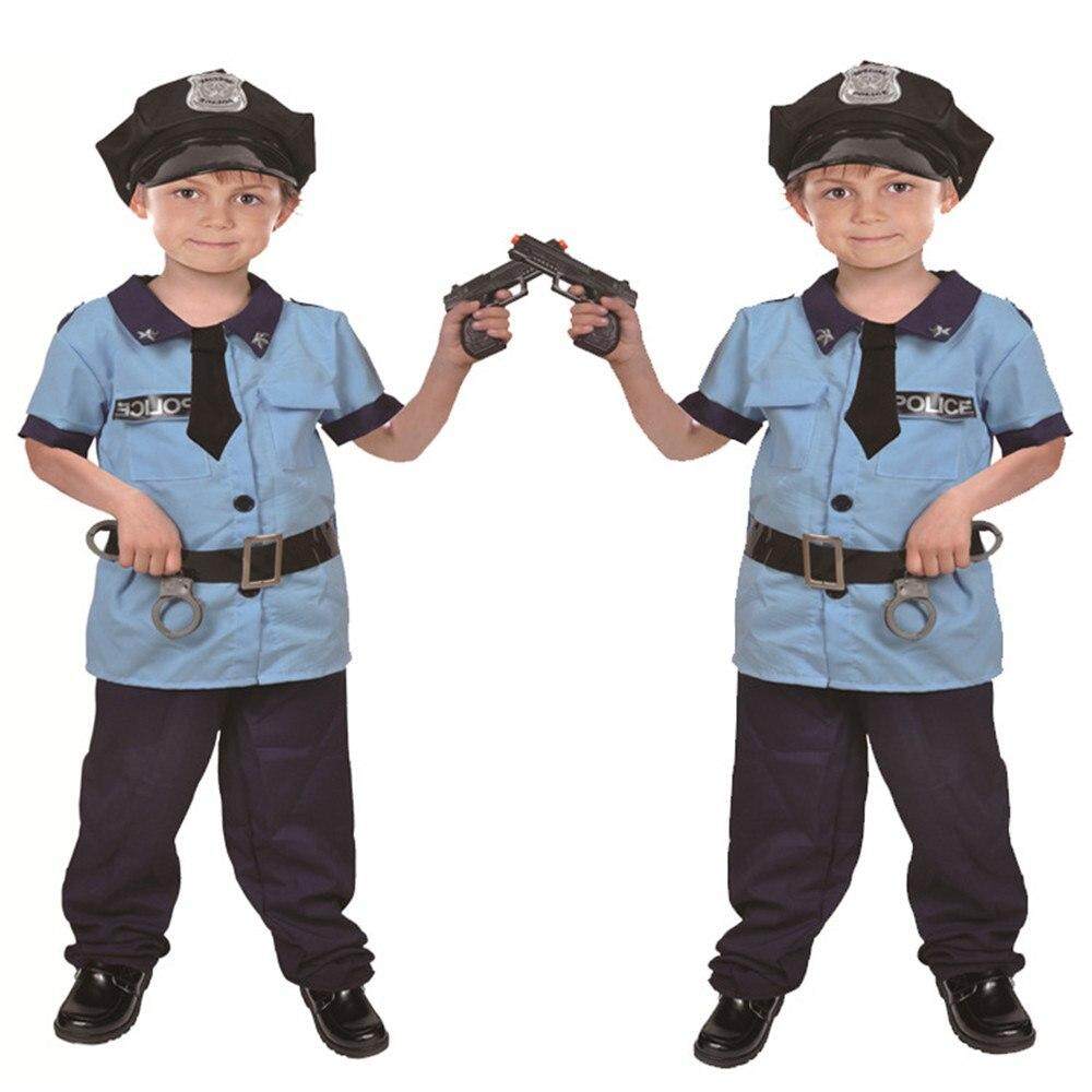 New Arrival Children Policeman Costume Performance Career Police Outfit Role Play Cool Boy's Police Costumes
