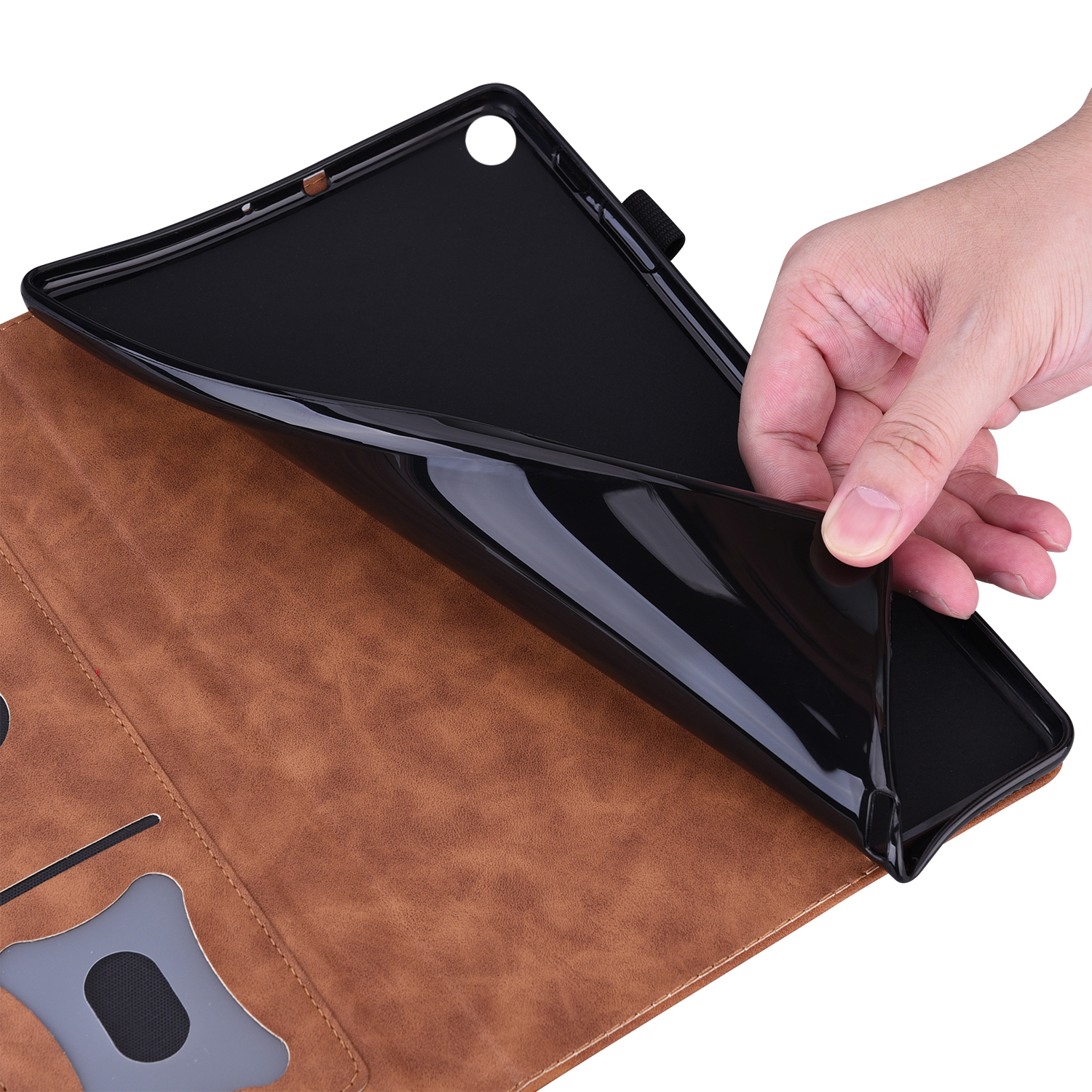 For Amazon Fire HD 10 Plus (2021) HD10+ 10.1" Business Splicing Shockproof Tablet Protective Cover Fire HD 10 PU Leather Flip Case With Card Holder Bracket