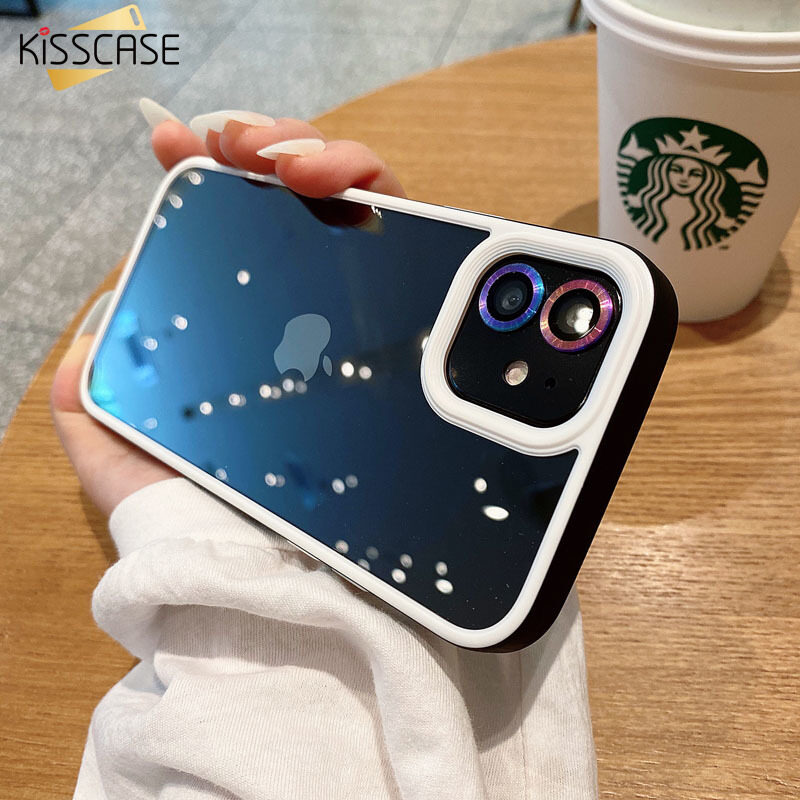 KISSCASE Ốp Lưng Trong Suốt Sang Trọng Cho iPhone 14 Pro Max Cho iPhone 13 12 11 Pro Max X XR XS Vỏ Giáp Cứng Acrylic Chống Sốc Màu Mềm Chống Sốc