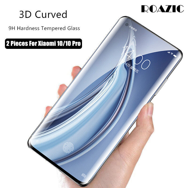 ROAZIC [2 Pieces] For Xiaomi Mi 10/10 Pro Screen Protector 9H Hardness Glass Full Cover Curved Edge Protective Film