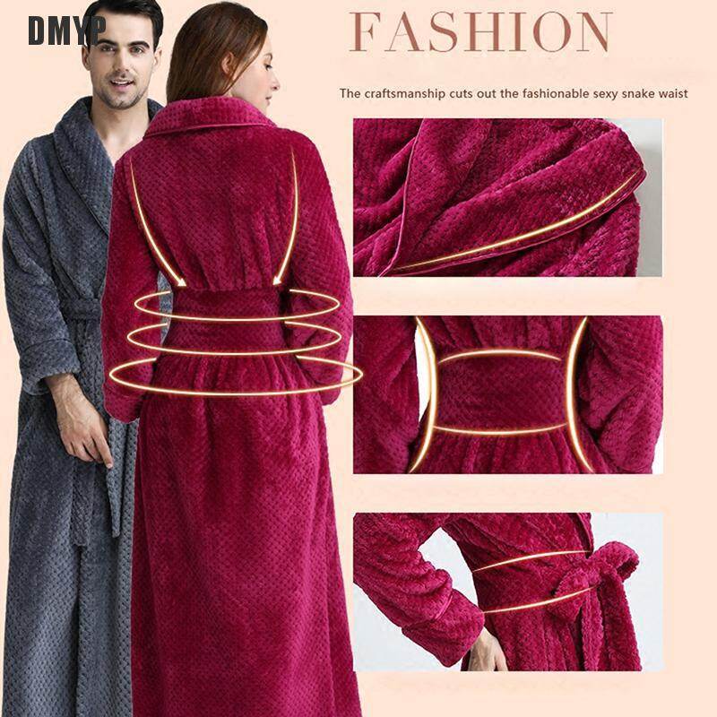DMYP Womens Mens Bathrobe Long Fleece Dressing Gown Luxury Winter