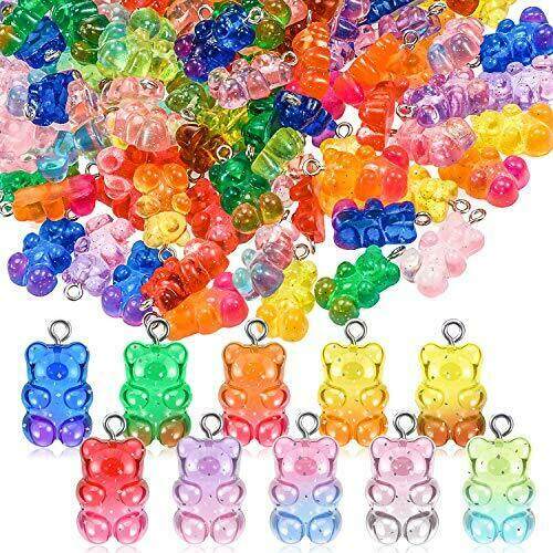 50Pcs Or 10Pcs Candy Bear Cute Resin DIY Charms Pendant Finding Earring Keychain Necklace