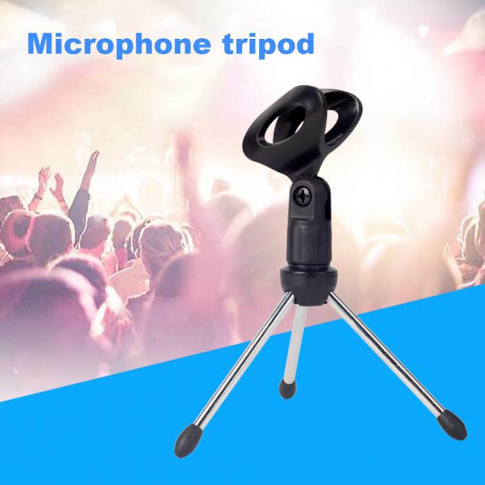 Adjustable Anti-slip Desktop Table Microphone Mount Tripod Holder with Clip