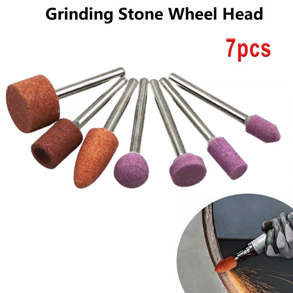 7pcs/set Flint Grinding Wheel Head Abrasive Mounted Stone For Rotary Tools Grinding Stone Wheel Head