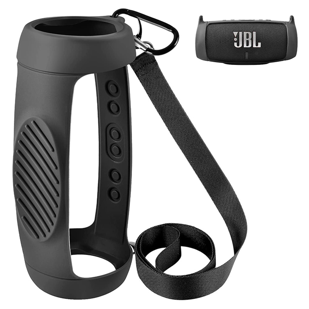Silicone Case Cover for JBL Charge 5 Bluetooth Speaker, Travel Carrying Protective with Shoulder Strap and Carabiner