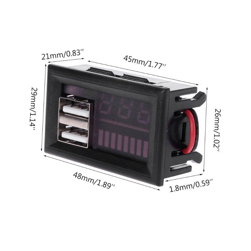 Blue LED Digital Display Voltmeter Mini Voltage Meter Volt Tester Panel For DC 12V Motorcycles Vehicles USB 5V2A output