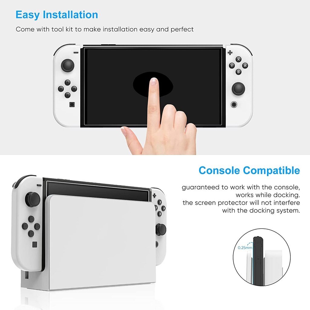 3 cái Bộ chuyển đổi Nintendo OLED Kính cường lực bảo vệ màn hình cho chuyển đổi OLED 2021 mô hình, siêu mỏng HD trong suốt chống trầy xước miếng phim bọc màn hình