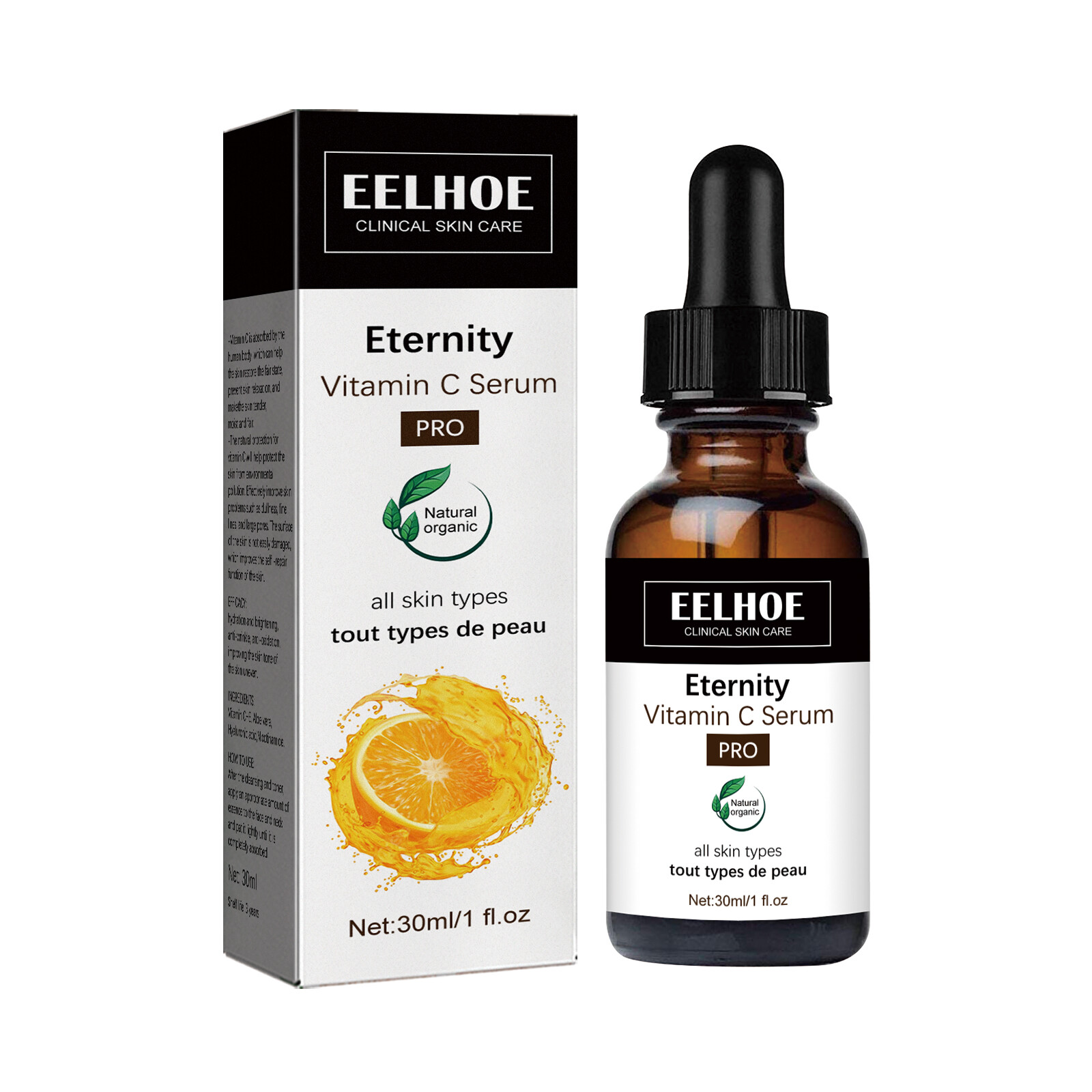 Eelhoe Eternity Vitamin C Serum Essence for Face Whitening Facial Serum Hyaluronic Acid Dark Spot Remover Skin Care Products Anti-aging Whitening VC Serum Oil Brightens Skin Repair Smooth Facial Essence（30ml）