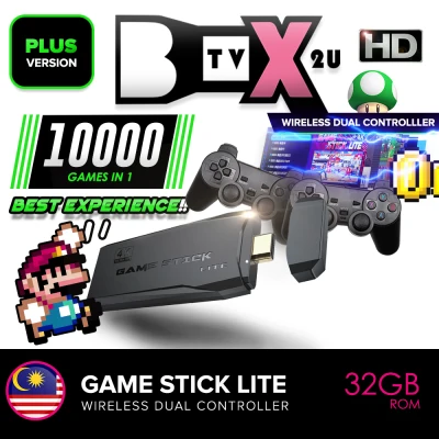 🥰Free Rm 19.9 Power Adapter🥰2021 Model Portable 10k games Wireless Video Games stick Dual Controller 64GB Retro Game Console, Classic Game box