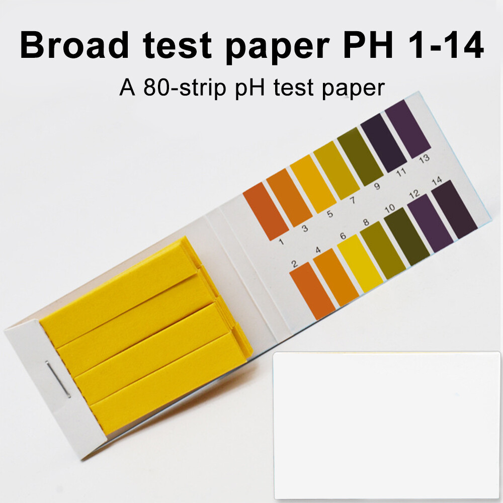 80 Dải GiấY Quỳ thử độ pH quỳ Giấy thử toàn dải 1-14 pH có tính axit kiềm chỉ số phổ Giấy thử Dải giấy dụng cụ kiểm tra PH hộp cá hồ bơi dụng cụ kiểm tra nước