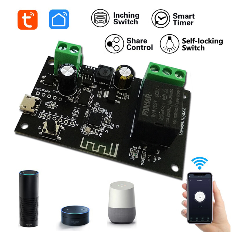 Athest Aubess Rơ Le WiFi Tuya Mô Đun Công Tắc Thông Minh 12V Điều Khiển Từ Xa Ứng Dụng Smart Life Hẹn Giờ Tự Làm Inching Tự Khóa Làm Việc Với Alexa Home