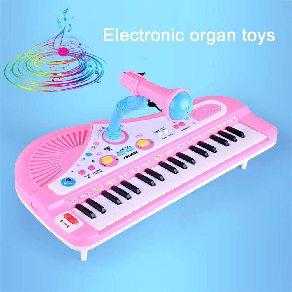 ASTELLA 37 Keys Electronic Piano with Microphone Kids Playing Musical Instrument Toy