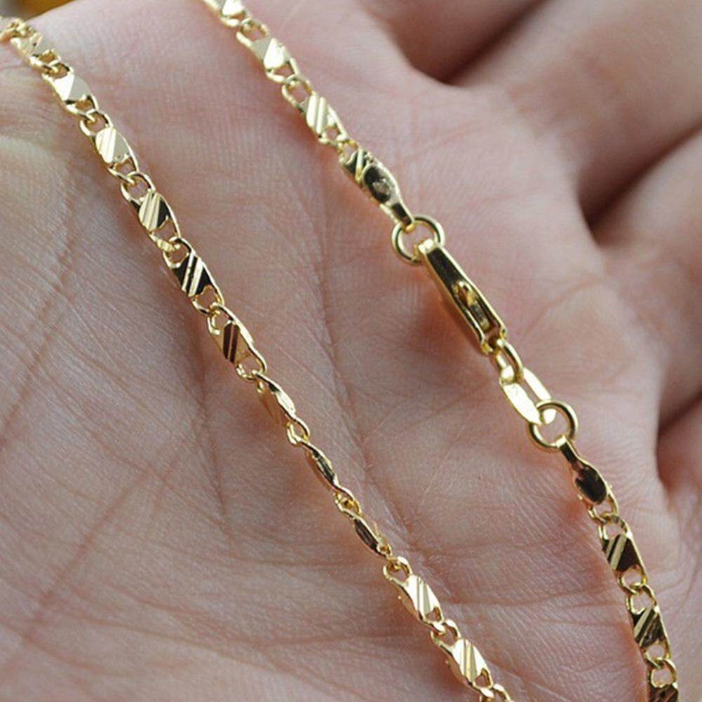 Qiaolis Exquisite 18K Genuine Gold Filled Necklace Long Pendant Chain 16-30 Inch Women Men Jewelry Accessories Gift