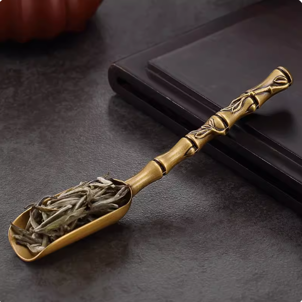 Morning High Purity Brass Tea Spoon Split Spoon Single Picking Spoon Tea Ceremony Tea Shovel Picking Tea Spoon Kung Fu Tea Set Accessories