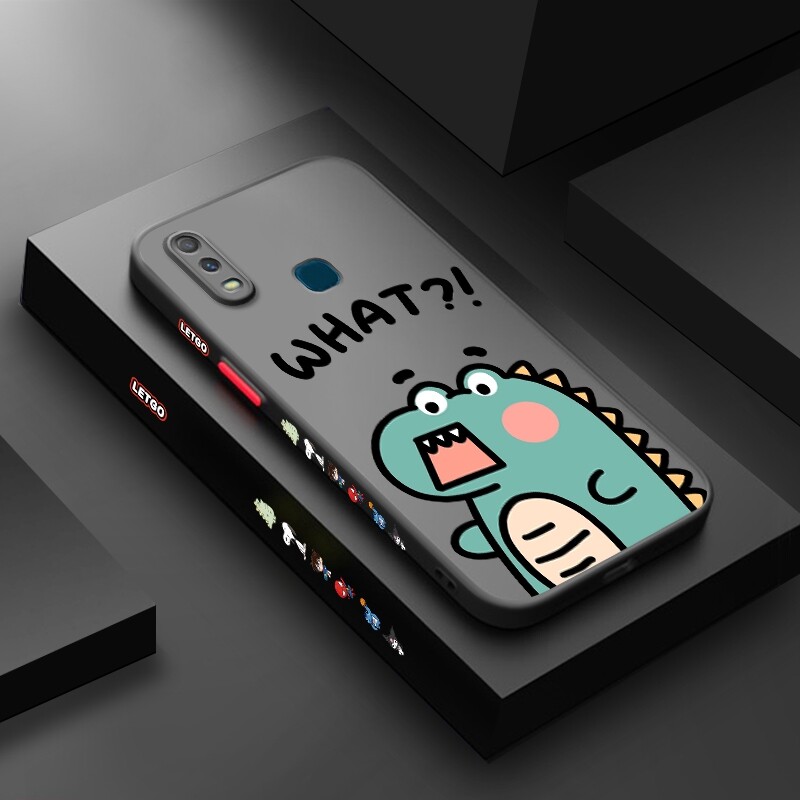 JIUMOO Case For VIVO Y11 2019 Case Cartoon Cute Dinosaur New Design Soft Shockproof Phone Case Protection Side Edge Casing Silicone Patten Frosted Transparent Hard Cover Camera Cases