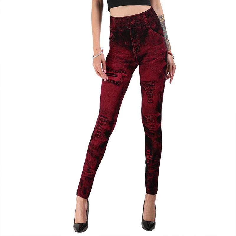 Adisputent Quần Legging Giả Jean Cạp Cao Quần Bút Chì Ôm Sát Ngoại Cỡ 3XL Không Đường May Co Giãn Dáng Ôm Quần Legging Chạy Bộ Tập Luyện Cho Nữ