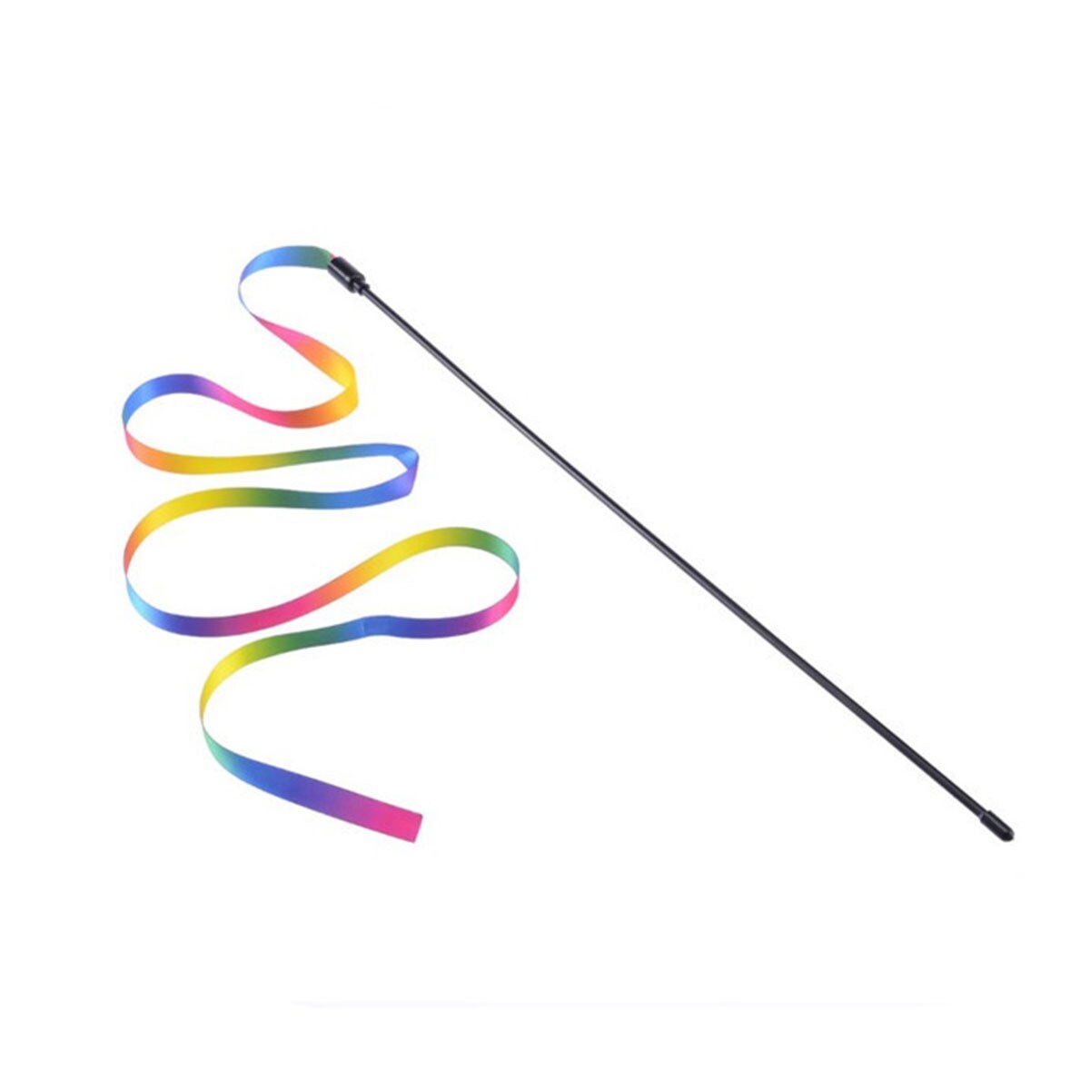 Double-Sided Rainbow Cat Wand String / Interactive Cat Wand Cat Stick Toy Cat Ribbon Charm/ Colorful Fabric Ribbon Cat Wand Cat Catcher Teaser Stick Toy for Kitten Training ELEGANT