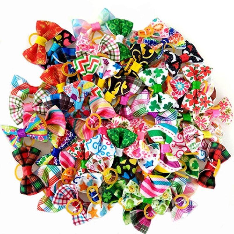 100 Cái Thiết Kế Mới Handmade Họa Tiết Cún Cưng Nơ Cài Tóc Màu Sắc Tươi Sáng Thiết Kế Hỗn Hợp Chải Lông Chó Cung Chó Phụ Kiện Tóc Sản Phẩm Cho Thú Cưng