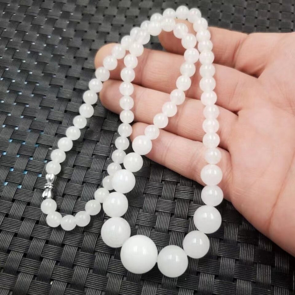 Natural white chalcedony Necklace tower chain fashion versatile white Agate Necklace best gift for mother to send relatives and friends