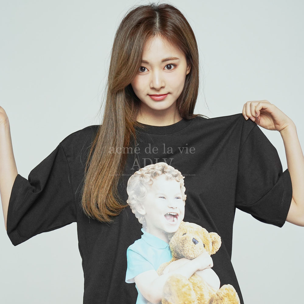 SHORT SLEEVE T-SHIRT BLACK BROWN BEAR 
