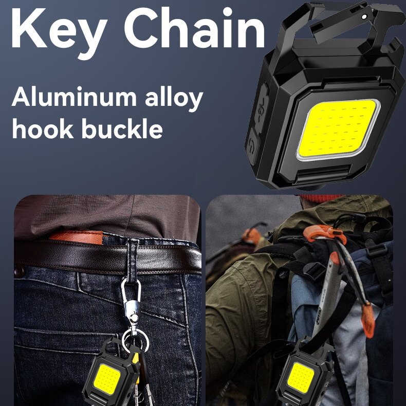 Flashlight Cob Work Light For Xpe Led Lanterns Lamp Multi Type-c Side Fishing Mini Pocket Waterproof Camping Lights Foldable Rechargeable Outdoor Folding Portable Keychain With Super Ipx4 Lanterna