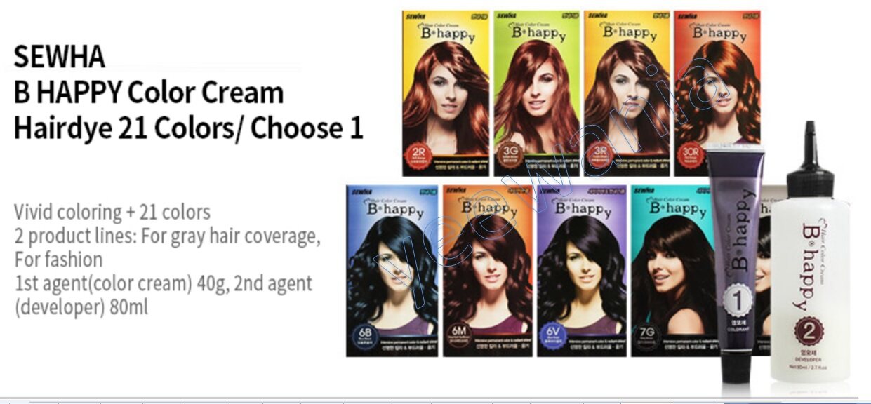 Hot Sales] (Sewha) [Richenna] B Happy Korea Shampoo Bubble Hair Color Cream  (Shampoo Type Easy Self Hair Dye) | Lazada