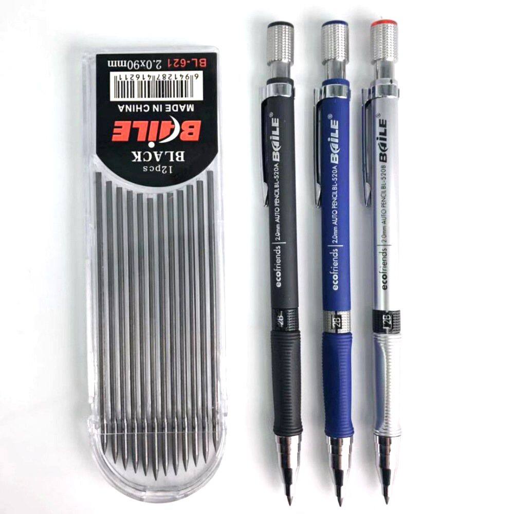 MMLUCK Đơn Giản Cho Văn Phòng Học Lớp Vẽ 2B Bút Chì Tự Động Ruột Bút Chì Đồ Dùng Bút Chì Văn Phòng Phẩm Cơ Học