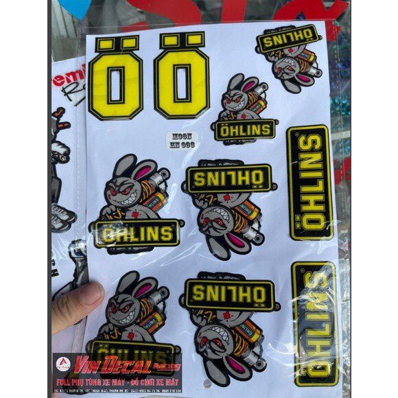Tấm tem nổi ohlinns con thỏ mã hn095 dán xe máy xe đạp xe moto