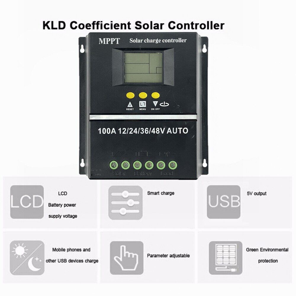 100A/80A/60A MPPT/PWM sạc năng lượng mặt trời điều khiển 12V/24V/36V/48V tự động điều khiển công cụ quang điện năng lượng mặt trời Bộ sạc pin với LCD & Cổng USB kép