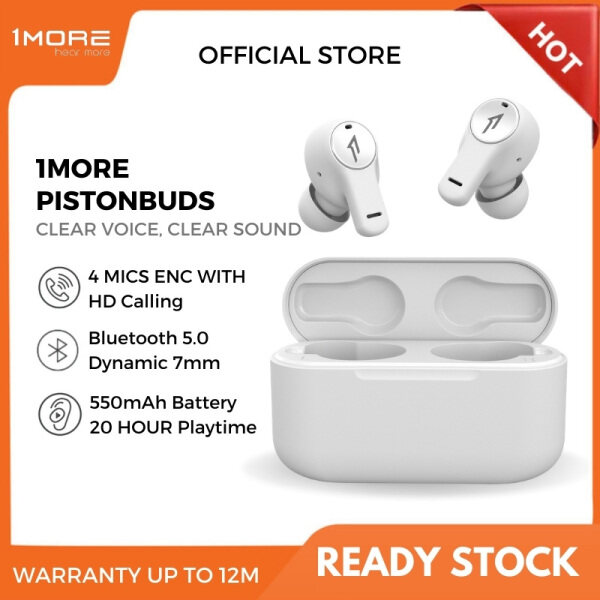 Original 1MORE PistonBuds Tws True Wireless Headphones Bluetooth 5.0 4 Mic Bass Earbuds 550mAh TouchControl Headphones for Android IOS Singapore