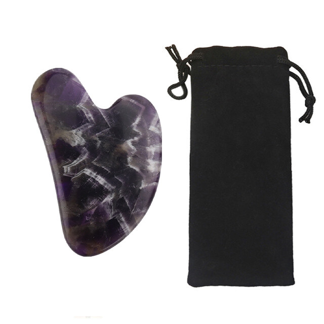 DECINIEE 9 Types Natural Jade Heart Gua Sha Stone Massage Scraping Facial Tool for SPA Acupuncture Therapy Treatment Puffiness Tightening With Pouch