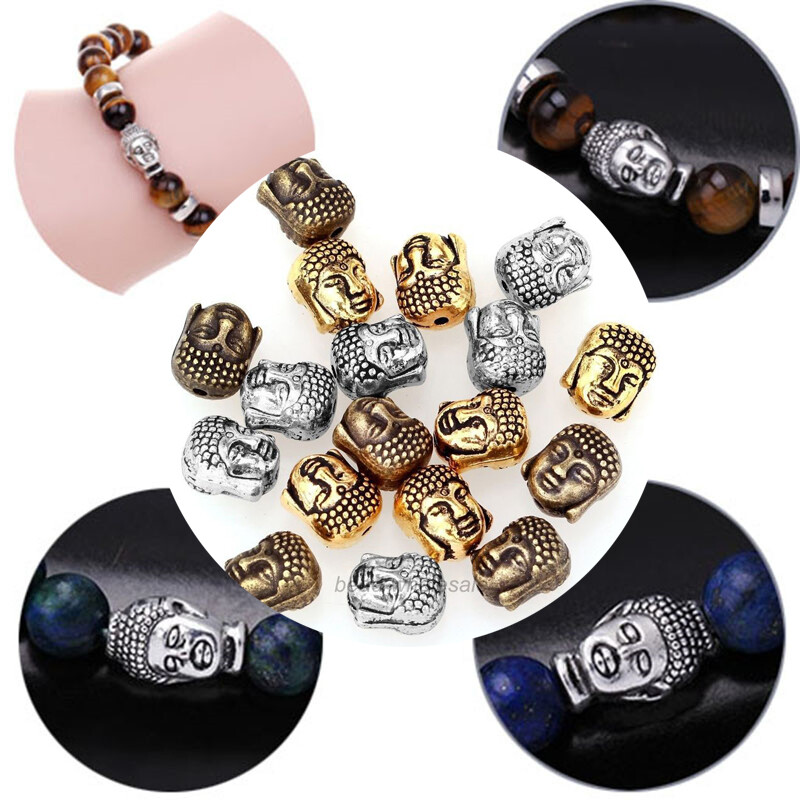 20pcs 10x8mm Buddha Head Bead Spacer Bead Charms For DIY Beaded Bracelets Jewelry Handmade Making