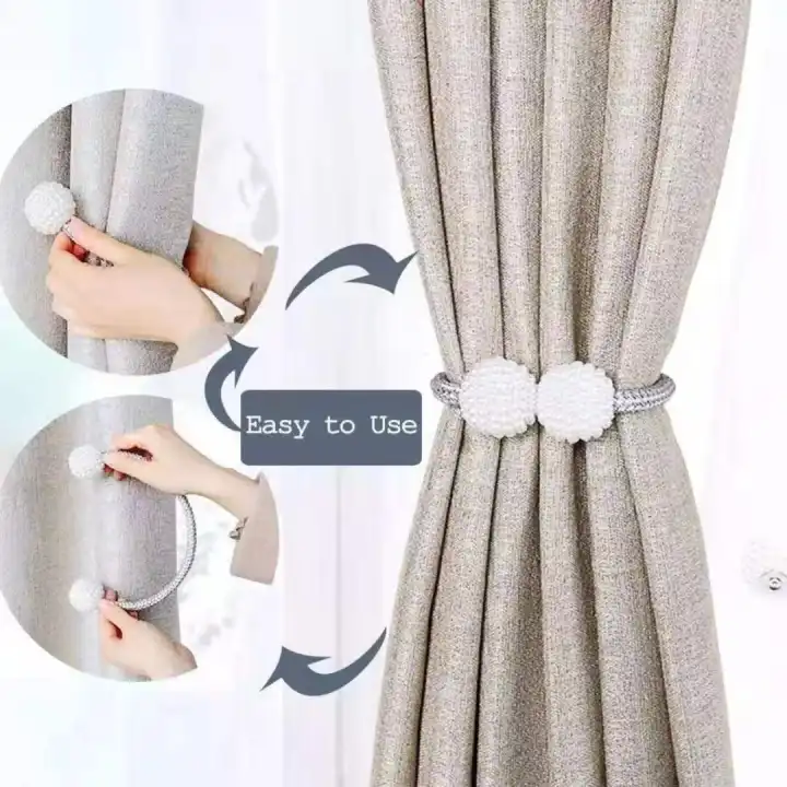 1pcs Magnetic Curtain Tiebacks Braided Ball Buckle Punch Free
