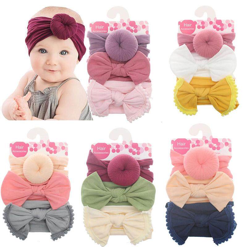 3 Pcs Girls Bowknot Headbands Baby Headband Cotton Bow Kids Girls Headwear Turban Knot Kids Hair Accessories Gift