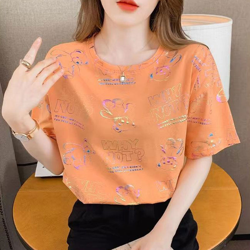 NICK T-shirt For Woemn Áo Phong Cách Hàn Quốc Áo Thun Nữ Tay Ngắn Dáng Rộng Vải Cotton
