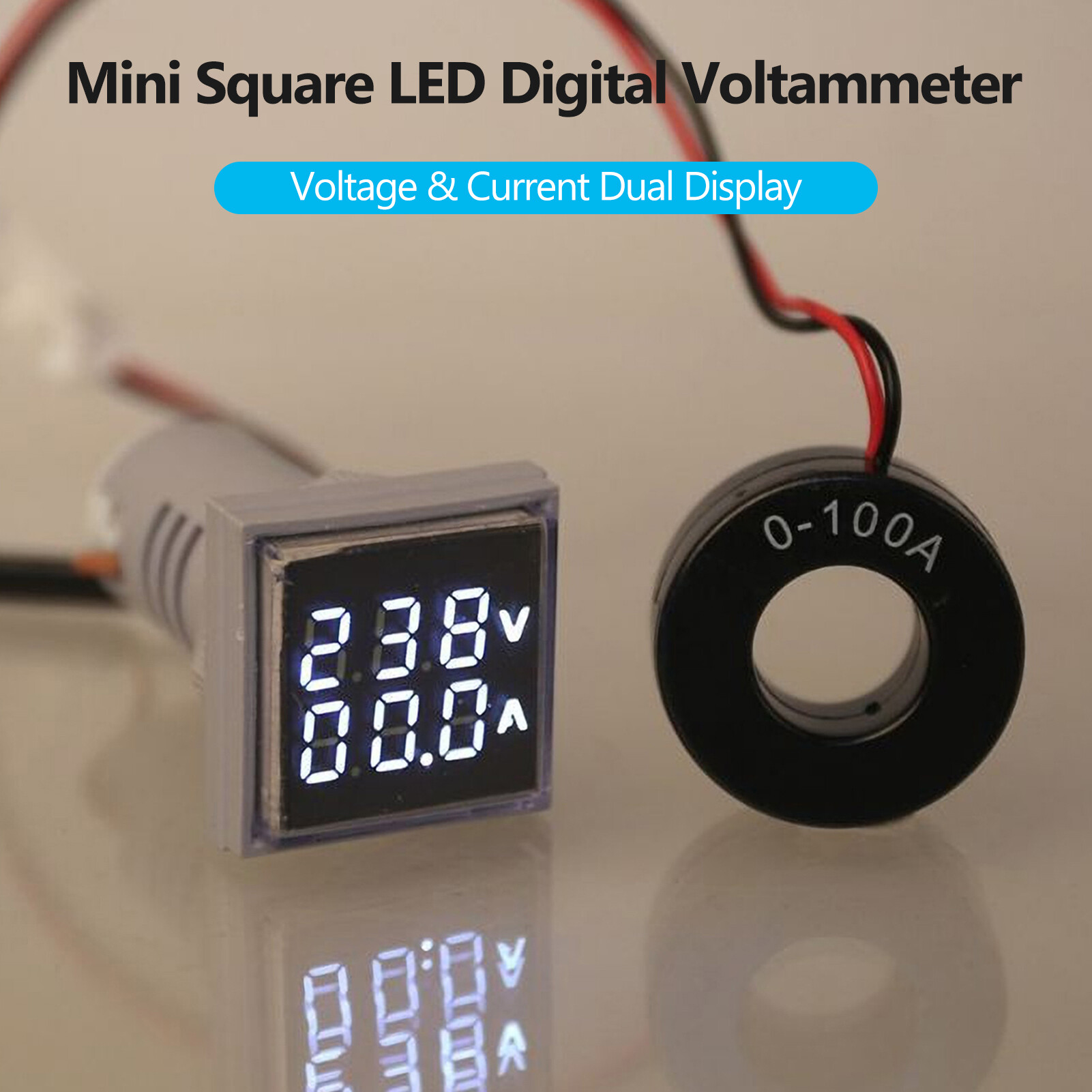 Vôn Kế Kỹ Thuật Số Hình Vuông Mini, Ampe Kế Vôn Kế Vôn Kế Đồng Hồ Đo Điện Áp Và Dòng Điện Màn Hình LED Đôi Chỉ Báo Màn Hình Bảng Điều Khiển Điện Xoay Chiều AC60-500V AC0-100A