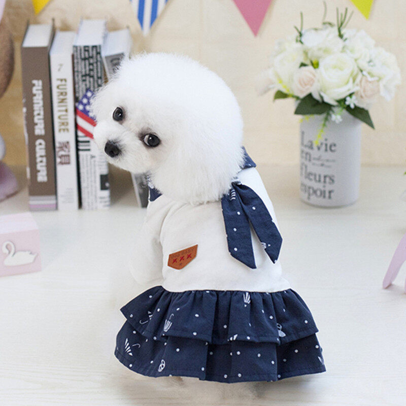 Lisayo Shop Thú Cưng Chó Đáy Ngôi Sao Đầm In Họa Tiết Quần Áo Mèo Ren Thoáng Khí Đầm Chó Trang Phục