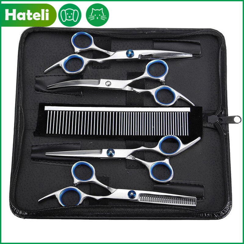Bộ 6 dụng cụ HATELI 6 inch cắt tỉa lông thu cứng làm từ thép không gỉ cao cấp bền bỉ dễ dàng vệ sinh hoặc mang theo người. - INTL