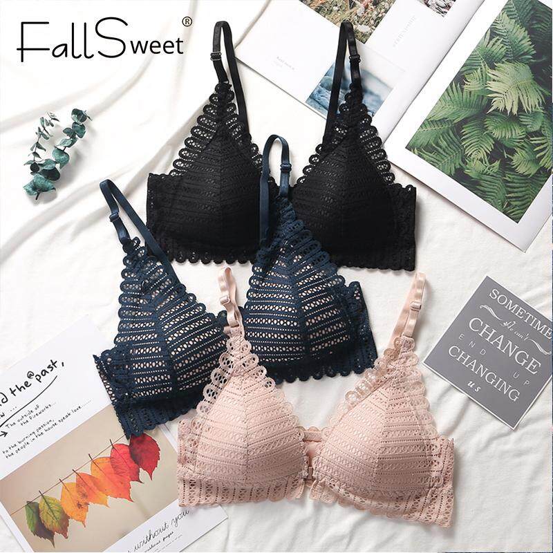 Fallsweet Wireless Bras For Women Front Closure Plunge Bra Y Lace Bralette A B Cup Brassiere Femme Lazada Indonesia - How To Make Diy Push Up Bra