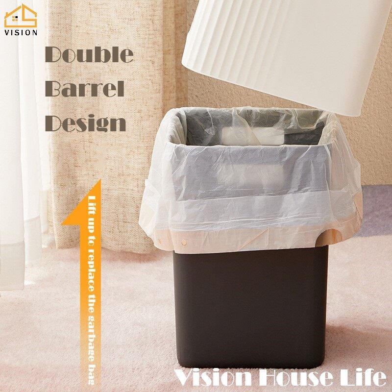 Vision Thùng Rác Ép Nhật Bản Thùng Rác Dày Hai Lớp Thùng Rác Phân Loại Gia Dụng Có Nắp Đậy Thùng Rác Để Bàn Giỏ Đựng Giấy Vệ Sinh