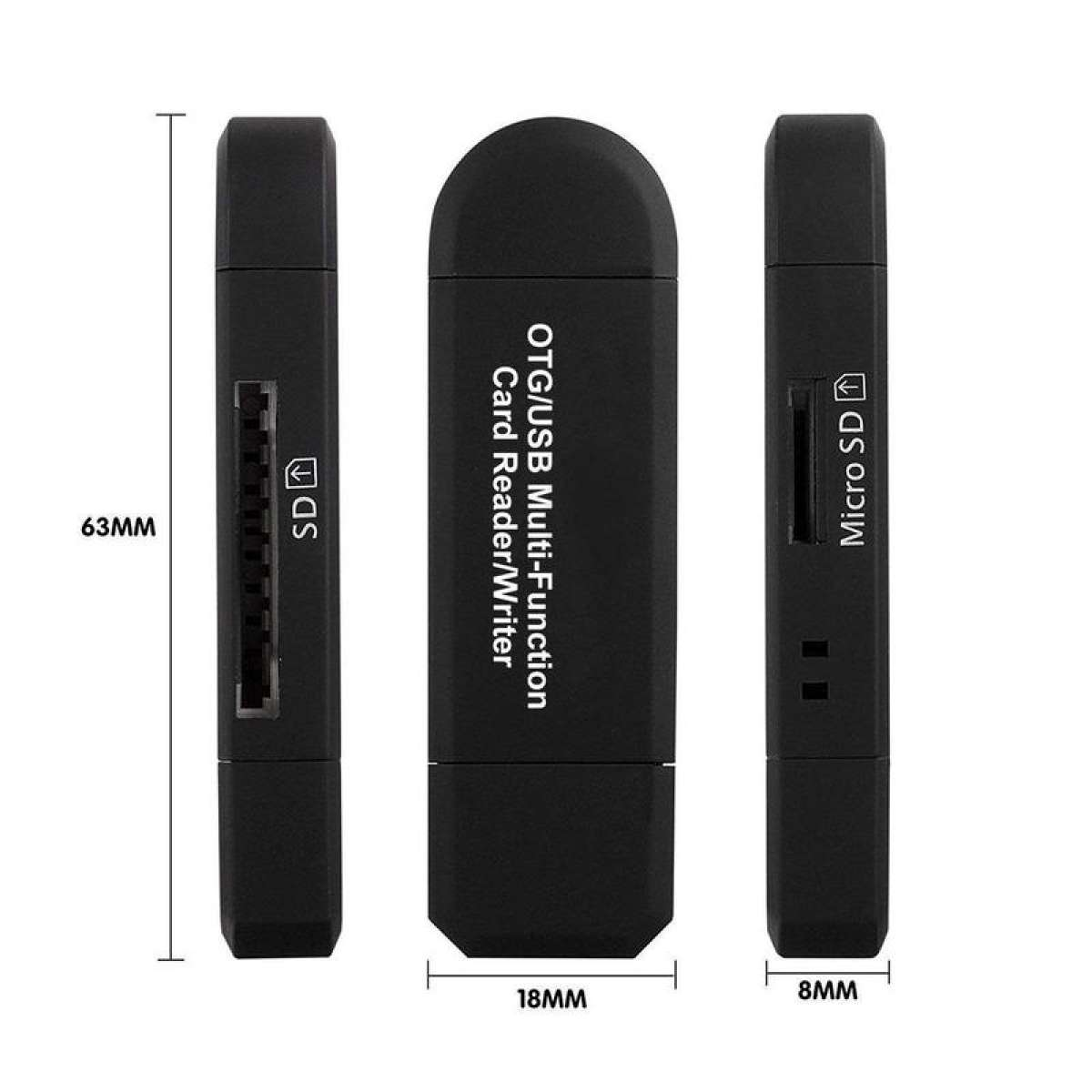 VAORLO SD/Micro SD Card Reader Writer USB 2.0 Memory Card Reader OTG Adapter Viewer Micro SD/TF Compact Flash Card Reader with 2 in 1 USB/Type C